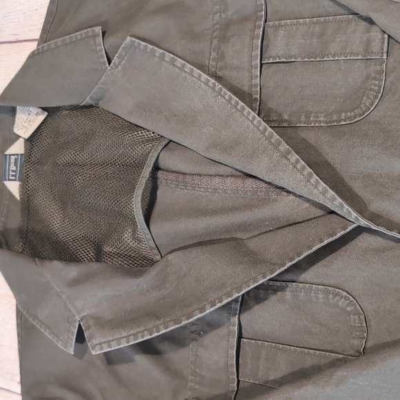 L.L. Bean Men's green khaki vented safari travel size 42 short jacket - Picture 2 of 16